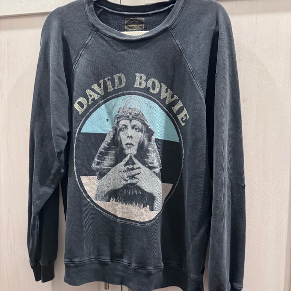 Retro brand black label David Bowie distressed sweatshirt UNISEX small - Picture 1 of 7